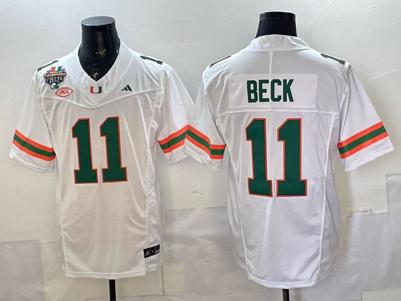 Men 2026 Miami Hurricanes #11 Beck White 3th generations Limited NCAA Jersey 0012->ncaa teams->NCAA Jersey